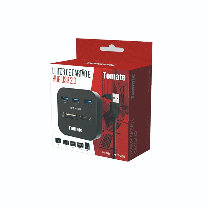 Hub Usb 3 Portas+ Leitor Cartão Tomate Mst-008 Cod: 4096